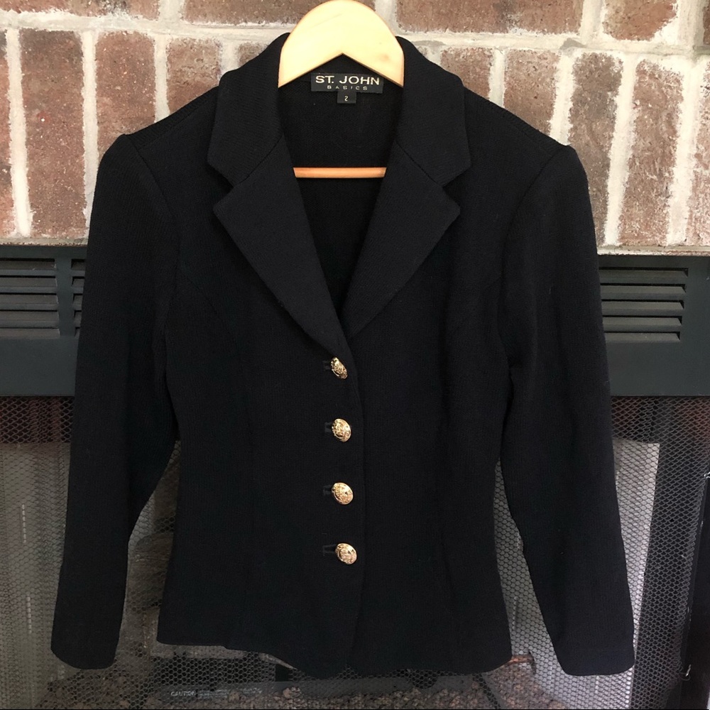 EUC St. John Basics black knit jacket size 2 - Picture 5 of 7